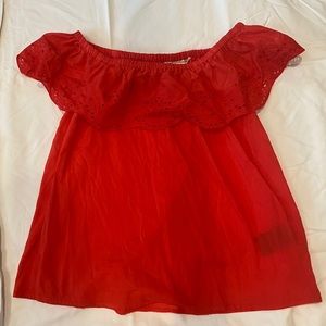 Women’s off the shoulder ruffle top (worn once)